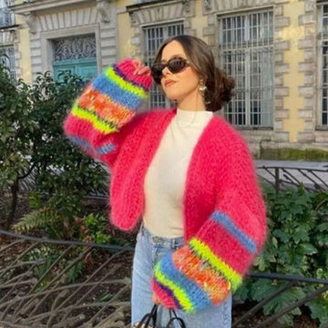 Astrid | Women's Striped Kid Mohair Oversized Cardigan